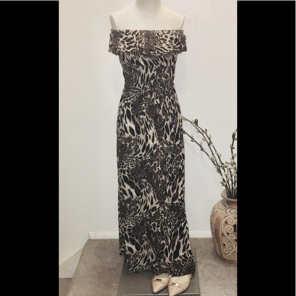 5❤️7❤️9 Cheetah Print Strapless Maxi Dress - Picture 1 of 5